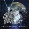 wholesale 925 Sterling Silver Tree of Life Pentagram Pendant Necklace with Ravens and Heart Design for Women & Men-0-6