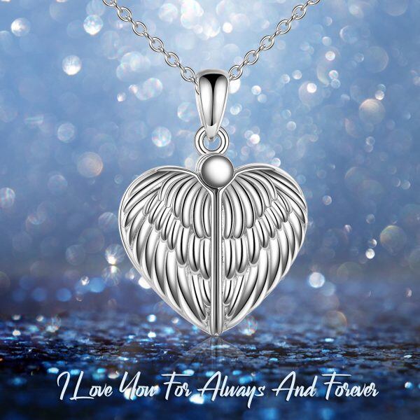 Sterling Silver Angel Wings Locket Necklace-5