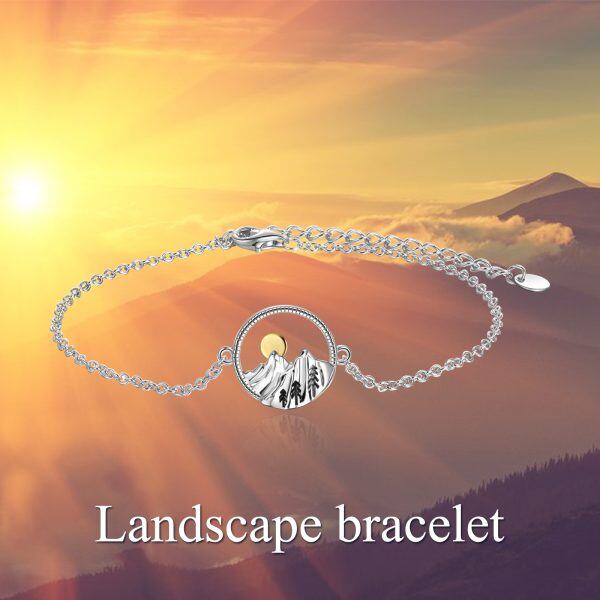 Sterling Silver Mountain Chain Bracelets for Climbers-5