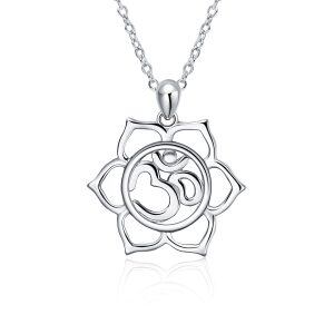 Sterling Silver Lotus Flower Pendant Necklace-0