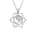 wholesale 925 Sterling Silver OM Yoga Lotus Flower Pendant Necklaces - Indian Style Gifts for Women-0-0