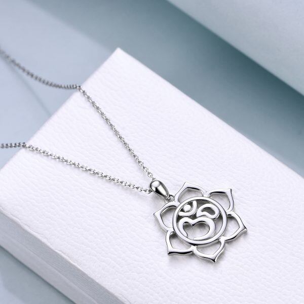 Sterling Silver Lotus Flower Pendant Necklace-3