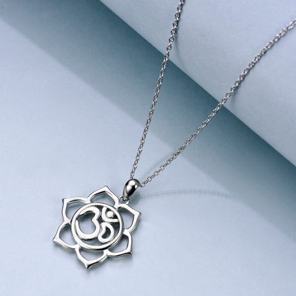 Sterling Silver Lotus Flower Pendant Necklace-4