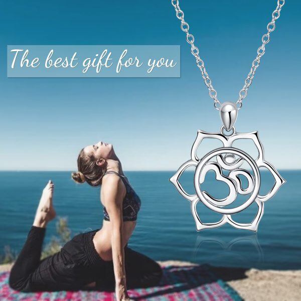 Sterling Silver Lotus Flower Pendant Necklace-5