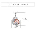 wholesale 925 Sterling Silver Black Enamel Horse & Girl Heart-Shaped Pendant Necklace w/ Cubic Zirconia Stones for Women-0-13