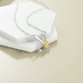 wholesale 925 Sterling Silver Metal Gold Plated Sunflower Letter N Pendant Necklace for Women-0-4