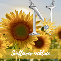 wholesale 925 Sterling Silver Metal Gold Plated Sunflower Letter N Pendant Necklace for Women-0-5
