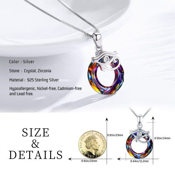 Sterling Silver Evil Eye Pendant Necklace with Crystal Circle-1