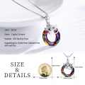 wholesale 925 Sterling Silver Rainbow Crystal Lotus Leaf Evil Eye Pendant Necklace for Mom's Day Gifts Women Girl Jewelry-0-1