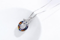 wholesale 925 Sterling Silver Rainbow Crystal Lotus Leaf Evil Eye Pendant Necklace for Mom's Day Gifts Women Girl Jewelry-0-5