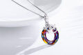 wholesale 925 Sterling Silver Rainbow Crystal Lotus Leaf Evil Eye Pendant Necklace for Mom's Day Gifts Women Girl Jewelry-0-6