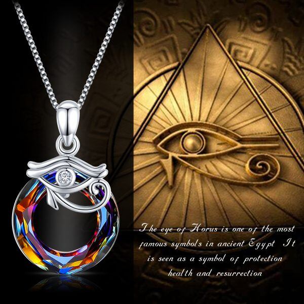 Sterling Silver Evil Eye Pendant Necklace with Crystal Circle-6