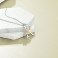 wholesale 925 Sterling Silver Metal Gold Flower Crystal Initial R Pendant Necklaces for Women s-0-3