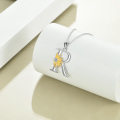 wholesale 925 Sterling Silver Metal Gold Flower Crystal Initial R Pendant Necklaces for Women s-0-4