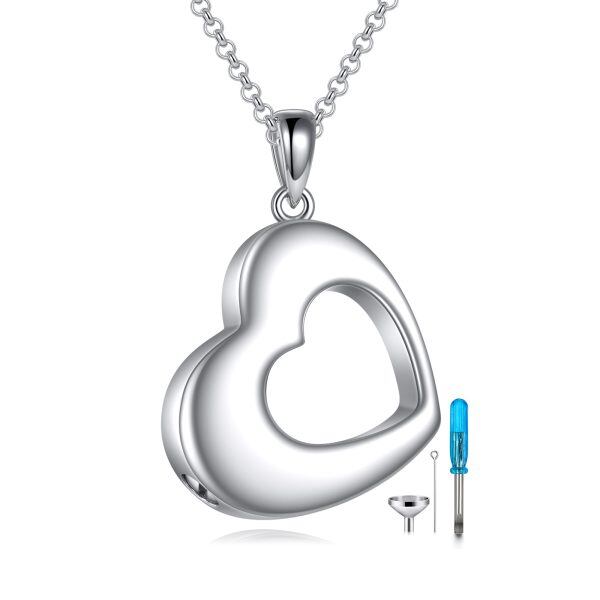 Sterling Silver Heart Urn Necklace-0