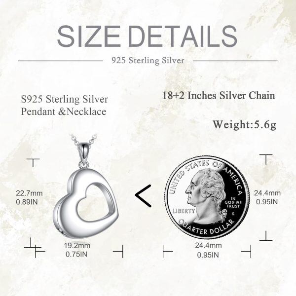 Sterling Silver Heart Urn Necklace-1