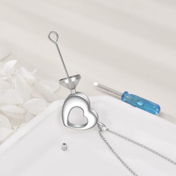 Sterling Silver Heart Urn Necklace-4