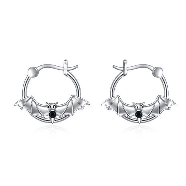 Sterling Silver Bat Hoop Earrings-0