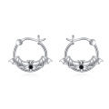 wholesale 925 Sterling Silver Black CZ Bat Hoop Earrings Hypoallergenic  for Women Girls-0-0