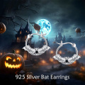 wholesale 925 Sterling Silver Black CZ Bat Hoop Earrings Hypoallergenic  for Women Girls-0-5