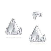 wholesale 925 Sterling Silver Triangle CZ Claw Studs for Women- Rhodium Plated