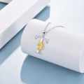 wholesale 925 Sterling Silver Metal Stone Sunflower T-Shaped Pendant Necklace for Women Charms-0-4