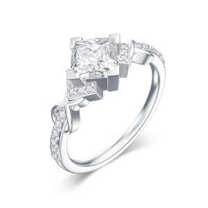 Sterling Silver Square Moissanite Promise Ring-0