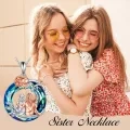 wholesale 925 Sterling Silver Blue Crystal Rose & Girl Silhouette Pendant Necklaces Set for Sis/Mom/Valentine's Day/Gifts-0-4