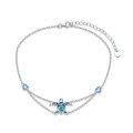 wholesale 925 Sterling Silver Blue Opal Turtle Anklet - Oceanic Jewelry for Women & Girls-0-0