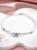 wholesale 925 Sterling Silver Blue Opal Turtle Anklet - Oceanic Jewelry for Women & Girls-0-4