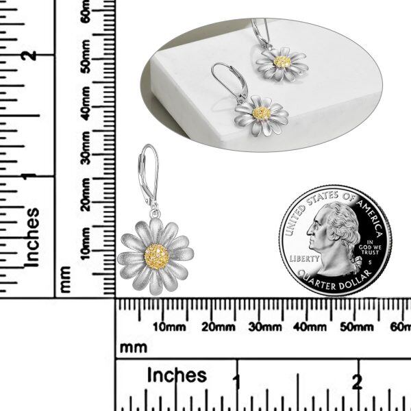 Sterling Silver Daisy Dangle Earrings-1