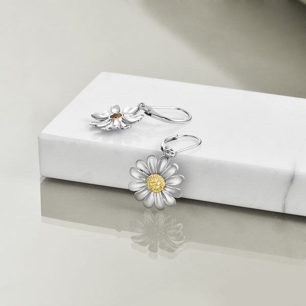 Sterling Silver Daisy Dangle Earrings-3