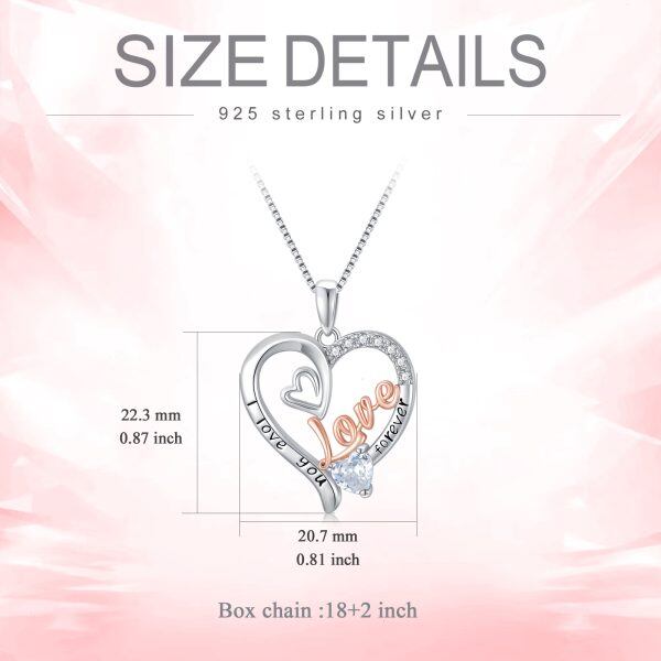 Sterling Silver Love Heart Pendant Necklace with "I Love You Forever"-1