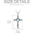 wholesale 925 Sterling Silver Blue Topaz Heart Cross Pendant Necklace for Women I Love You s for Her-0-1