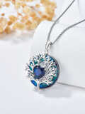 wholesale 925 Sterling Silver Blue Sapphire Heart Tree of Life Pendant Necklace for Women-0-4