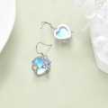 wholesale 925 Sterling Silver Heart-Shaped Earrings with Hummingbirds and Flowers on Blue Opal Stone Base-0-3
