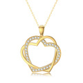 wholesale 14K Gold Pendant with Diamond Accents - Double Heart Shape Necklaces for Women's s-0-0
