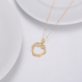 wholesale 14K Gold Pendant with Diamond Accents - Double Heart Shape Necklaces for Women's s-0-3