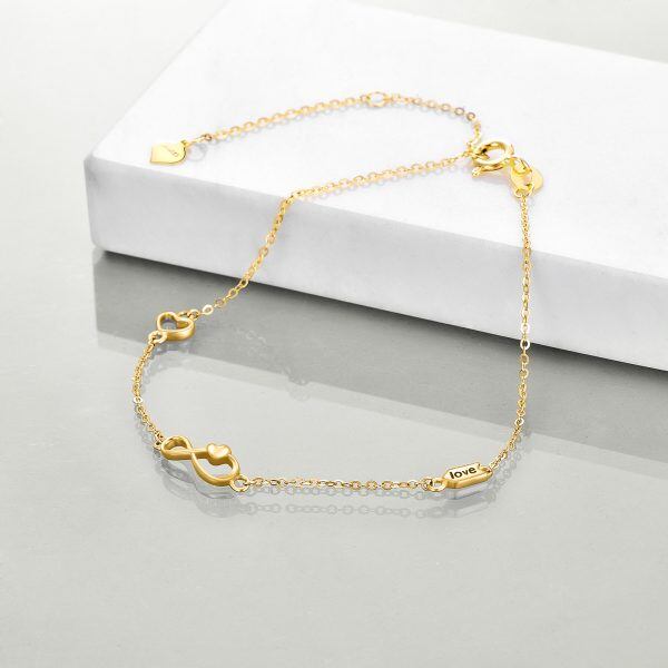 14K Solid Gold Infinity Love Knot Heart Bracelet-3