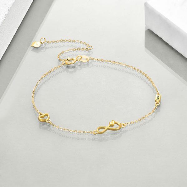 14K Solid Gold Infinity Love Knot Heart Bracelet-4