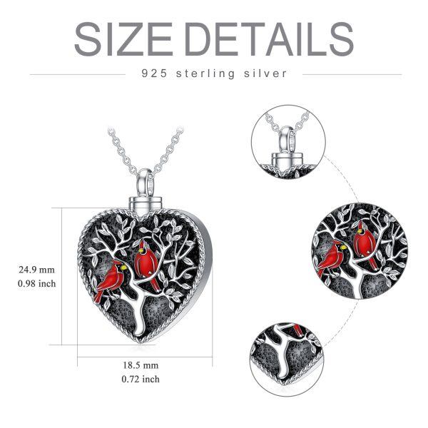 Sterling Silver Oxidized Red Cardinal Urn Necklaces-1