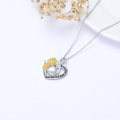 wholesale Gold-Plated 925 Sterling Silver 1Ct Moissanite Sunflower Heart Pendant Necklaces - You Are My Sunshine Gifts for Women-0-3