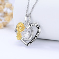 wholesale Gold-Plated 925 Sterling Silver 1Ct Moissanite Sunflower Heart Pendant Necklaces - You Are My Sunshine Gifts for Women-0-4