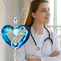wholesale 925 Sterling Silver Metal Crystal Blue Heart Pendant Nursing  for Nurses-0-5