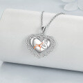 wholesale 925 Sterling Silver Heart-Shaped Stone Dog Urn Pendant with Chain - Pet Memorial Jewelry-0-3