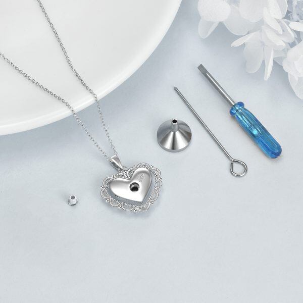 Sterling Silver Heart Personalized Dog Urn Necklace-4