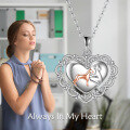wholesale 925 Sterling Silver Heart-Shaped Stone Dog Urn Pendant with Chain - Pet Memorial Jewelry-0-5