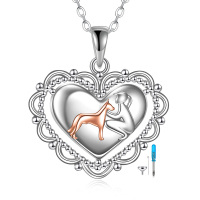 wholesale 925 Sterling Silver Heart-Shaped Stone Dog Urn Pendant with Chain - Pet Memorial Jewelry- Rhodium And Rose Gold Plated