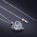 wholesale 925 Sterling Silver Rainbow Crystal Angel Wing Heart Pendant Necklaces for Women Girls Mom Birthday Gifts Valentine's Day Jewelry-0-5