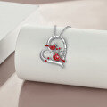wholesale 925 Sterling Silver Metal Red Stone Cardinal Pendant Necklace for Women and Girls-0-3